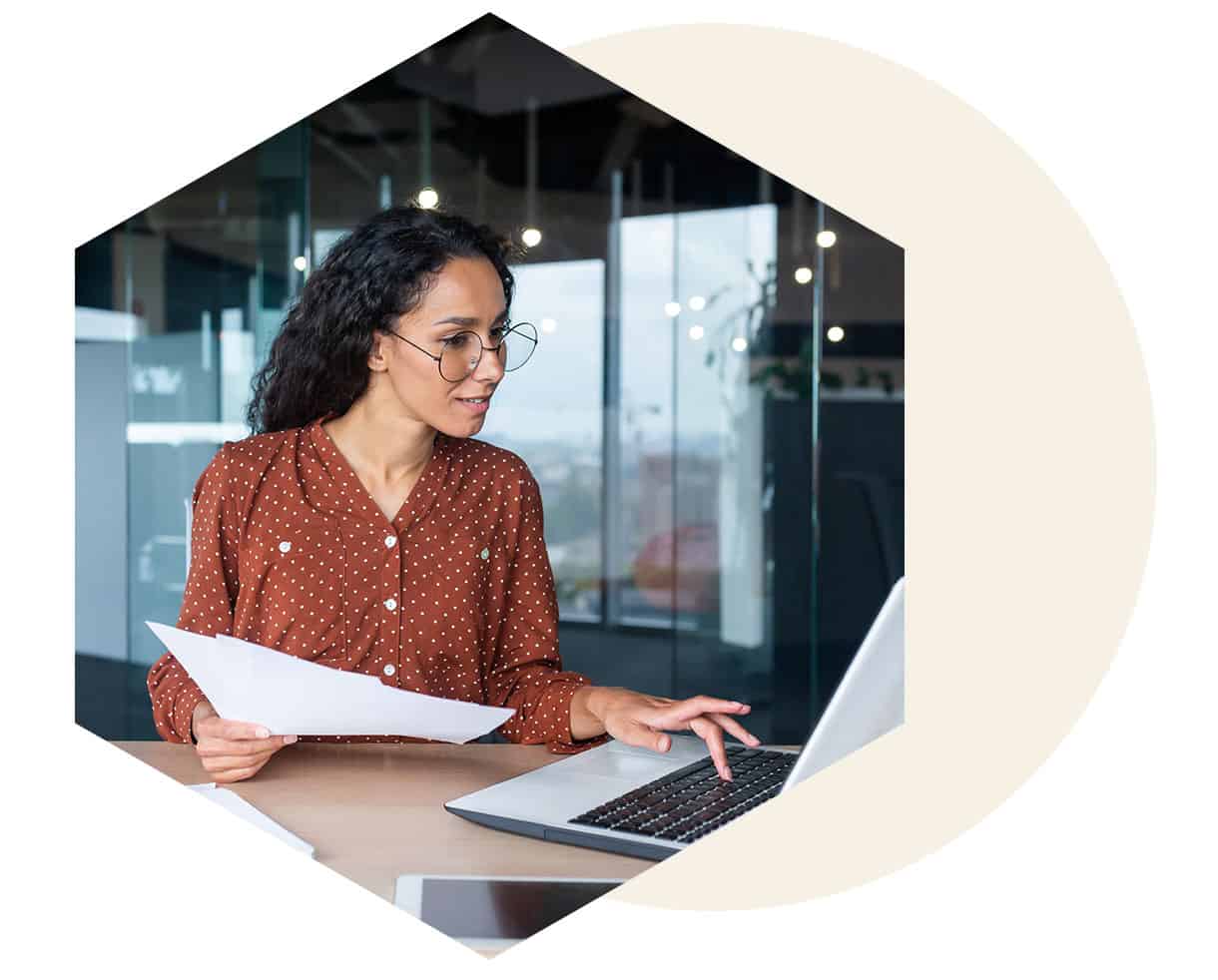 Woman looking over assessment report