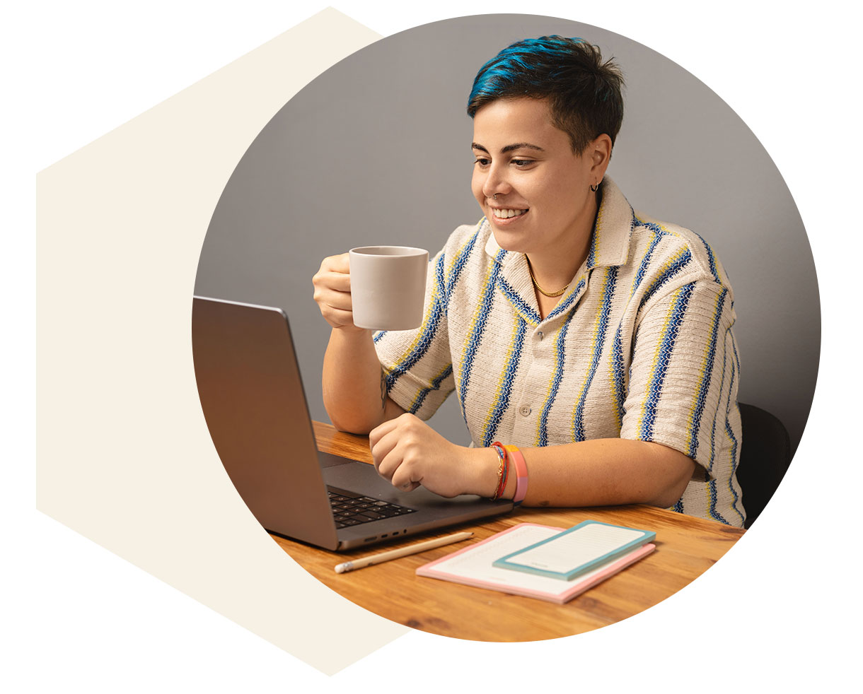 nonbinary person attending a webinar