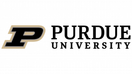 Purdue University logo with a large stylized P on the left and 'PURDUE UNIVERSITY' text on the right in black serif font.