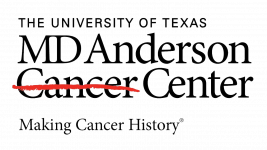 MD Anderson Cancer Center logo with a red strike-through across 'Cancer' and the slogan 'Making Cancer History'.