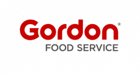 Gordon Food Service logo with red 'Gordon' text and gray 'FOOD SERVICE' on a red background.