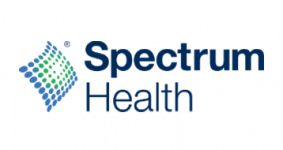 Logo with blue text and a green circular emblem on the left.