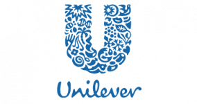 Unilever logo: a stylized U in light blue on a solid blue background.