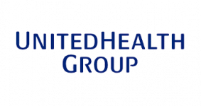 UnitedHealth Group logo in dark blue text on a light blue background.